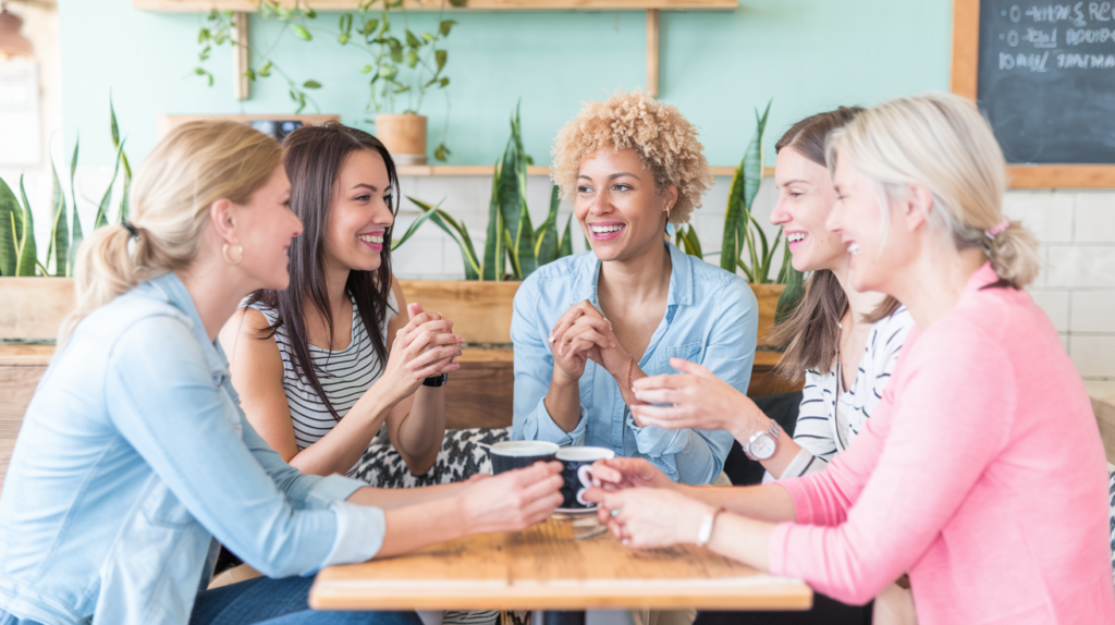 Diverse group of women networking in a cozy setting to build business support.