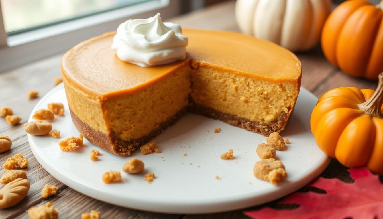 No-Bake Pumpkin Cheesecake with Gingersnap Crust